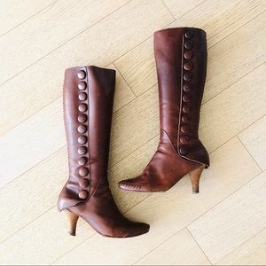 Genuine Leather Vintage Victorian Heel Boot